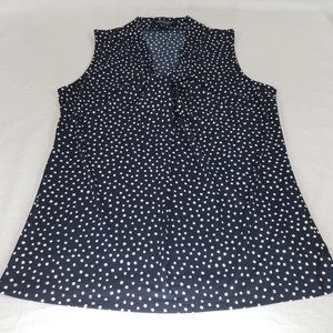 Jones New York Signature Blue Polka Dot Blouse Sle